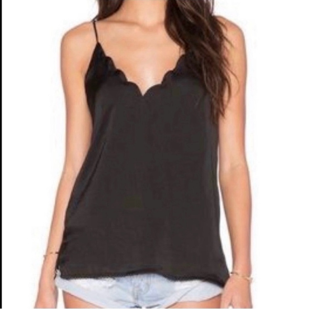 Free People intimate black scalloped tank top